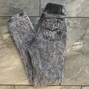 🖤Levi’s 501 Vintage black/grey/white acid wash jeans high waisted size 3